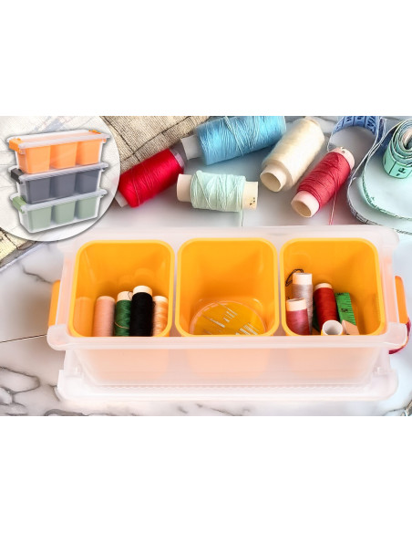 Contenedor plástico 3 compartimientos 1,96lt