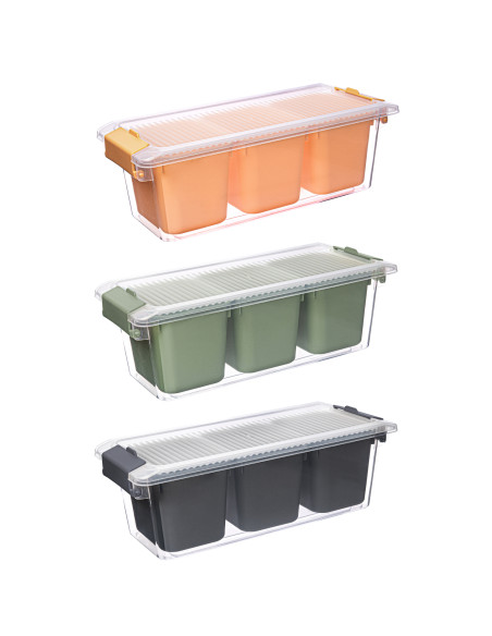 Contenedor plástico 3 compartimientos 1,96lt