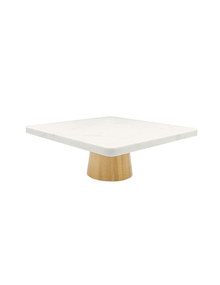 Stand para torta mármol bambú 25,5x25,5x9,5cm