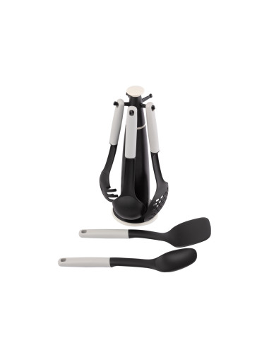 Utensilios de Cocina en Atril Set de 6 Negro/Gris