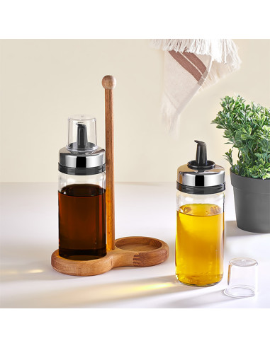 Alcuza de Vidrio de 2 Piezas 245cc - Accesorio de Mesa Elegante