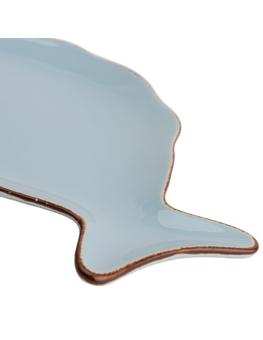 Plato de Cerámica Pescado Celeste 21.5cm - Decoración Mesa