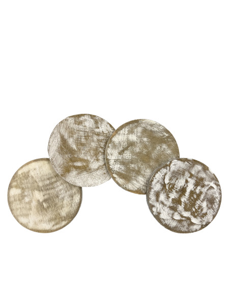 Set 4 posavasos madera blanco 10cm