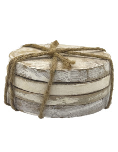 Set 4 posavasos madera blanco 10cm 2