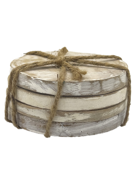 Set 4 posavasos madera blanco 10cm