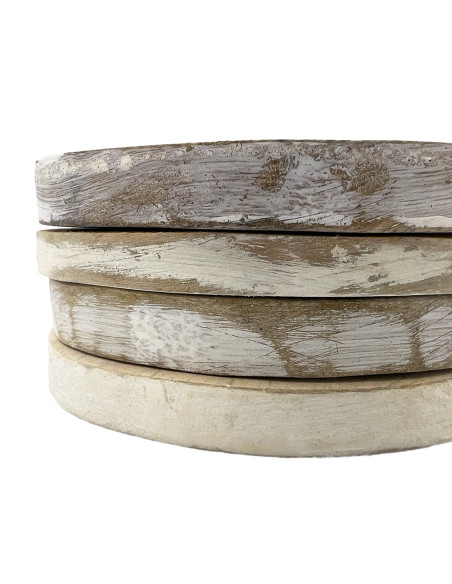 Set 4 posavasos madera blanco 10cm