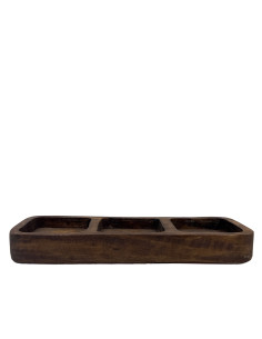 Plato triple madera oscuro 29,5x10x3,5cm 2