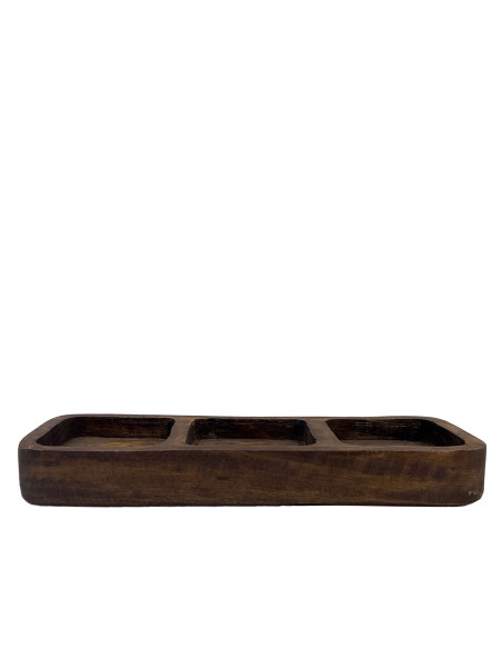 Plato triple madera oscuro 29,5x10x3,5cm