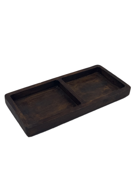 Plato doble madera oscuro 30x15x3,5cm