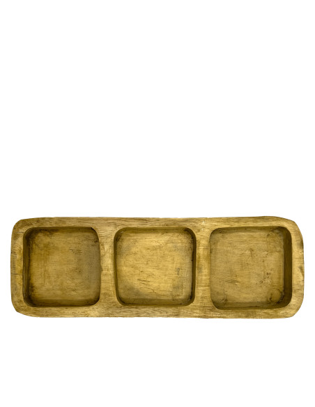 Plato triple madera tostado 29,5x10x3,5cm