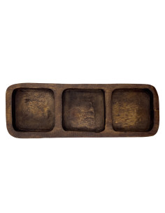 Plato triple madera oscuro 29,5x10x3,5cm
