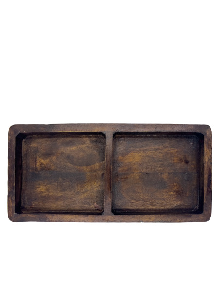Plato doble madera oscuro 30x15x3,5cm