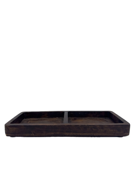Plato doble madera oscuro 30x15x3,5cm