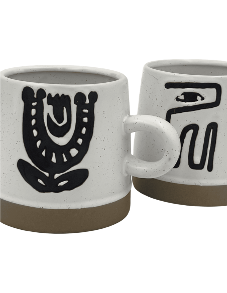 Tazón cerámica blanco negro