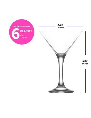 Copa Martini 175ml Set de 6 - Copas Elegantes para Cócteles