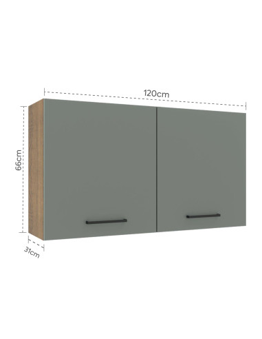 Aéreo Cocina Agata Gris 2 Puertas 80 Cm - Mueble Moderno