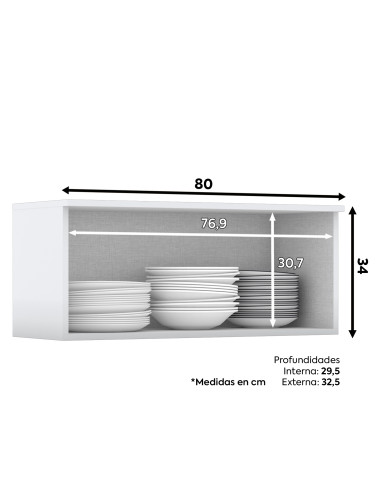 Aéreo Cocina Americana Blanco 1 Puerta 80cm - Mueble de Cocina