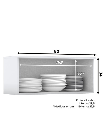 Aéreo cocina Americana blanco 1 puerta 80cm