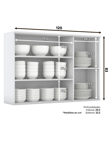 Aéreo Cocina Americana Blanco 120 cm - Muebles de Cocina