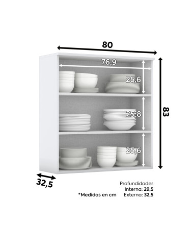 Aéreo Cocina Americana Blanco 2 Puertas 80cm - Muebles de Cocina