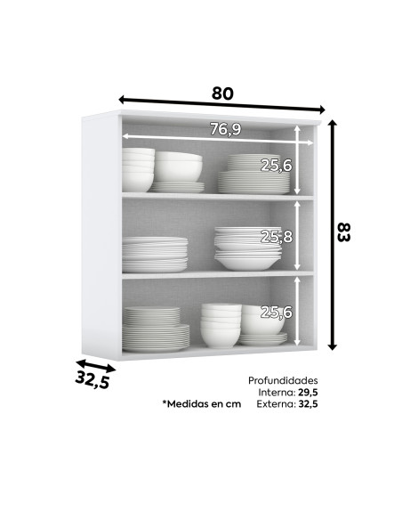Aéreo cocina Americana blanco 2 puertas 80cm