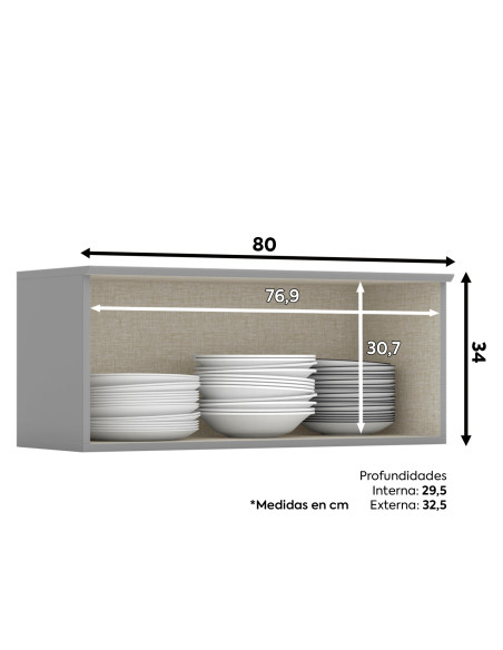 Aéreo cocina Americana gris 1 puerta 80cm