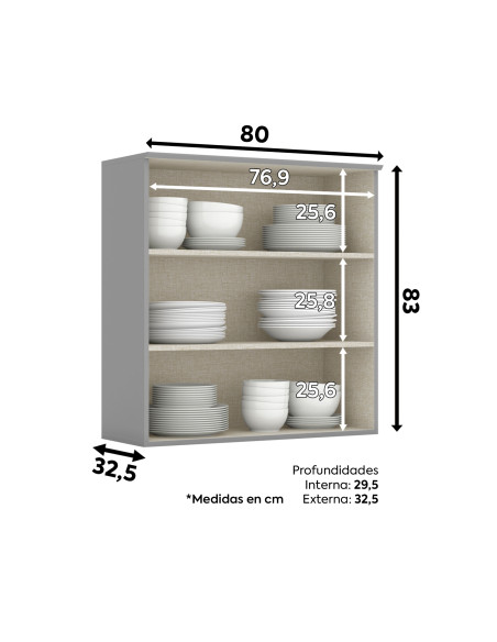 Aéreo cocina Americana gris 2 puertas 80cm