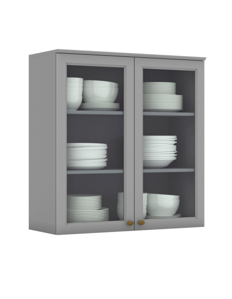 Aéreo cocina Americana gris 2 puertas vidrio  80cm