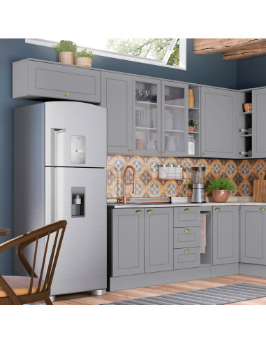 Aéreo Cocina Americana Gris 2 Puertas Vidrio 80cm - Muebles
