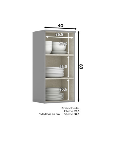 Aéreo Cocina Americana Gris 40cm - Mueble de Cocina