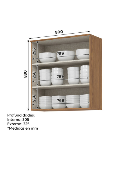 Aéreo cocina Requinte 2 puertas 80cm