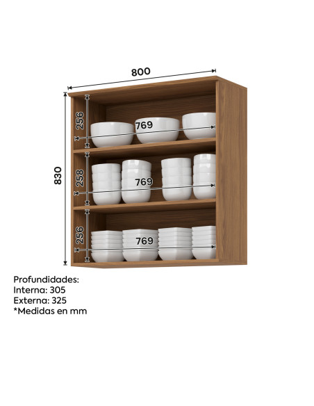 Aéreo cocina Requinte 2 puertas vidrio 80cm