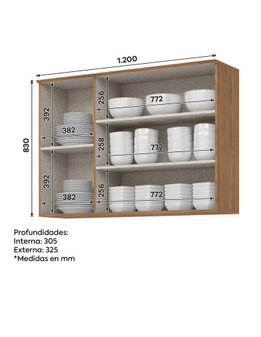 Aéreo Cocina Requinte 3 Puertas 120cm - Muebles de Cocina