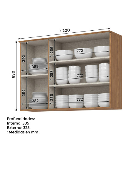 Aéreo cocina Requinte 3 puertas 120cm