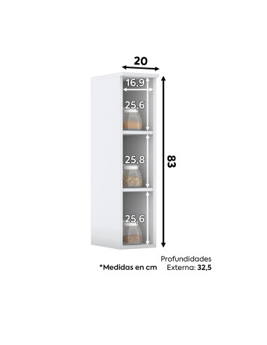 Aéreo Especiero Americana Blanco 20cm - Mueble de Cocina