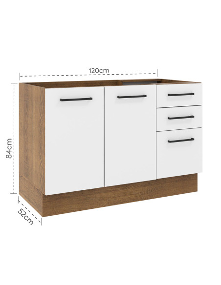 Base cocina Agata blanco 2 puertas 3 cajones 120cm