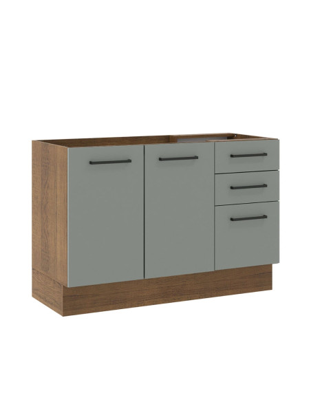 Base cocina Agata gris 2 puertas 3 cajones 120cm