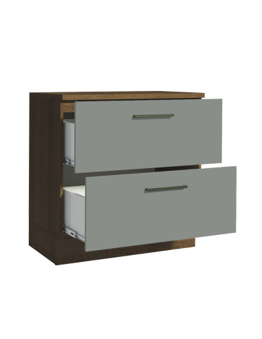 Base Cocina Agata Gris 2 Cajones 80 Cm - Mueble Cocina