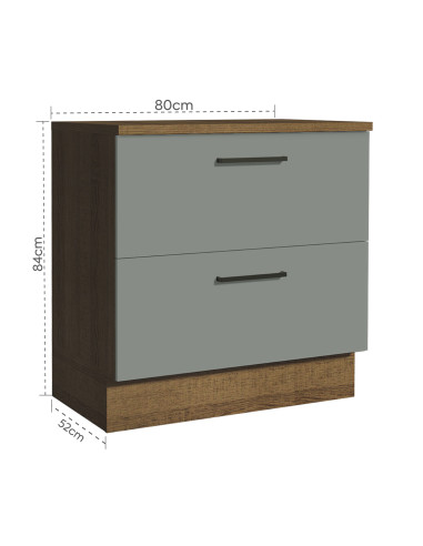 Base Cocina Agata Gris 2 Cajones 80 Cm - Mueble Cocina
