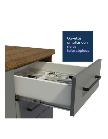 Base cocina Agata gris 2 puertas 3 cajones 120cm