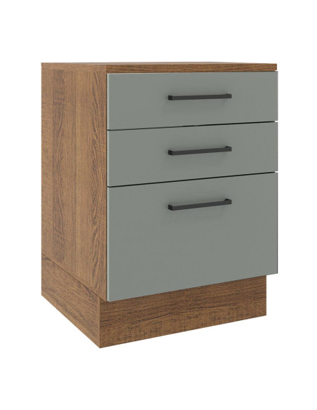 Base cocina Agata gris 3 cajones 60cm