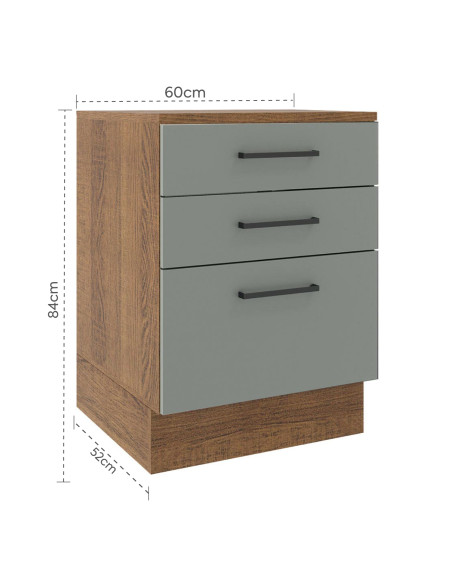 Base cocina Agata gris 3 cajones 60cm