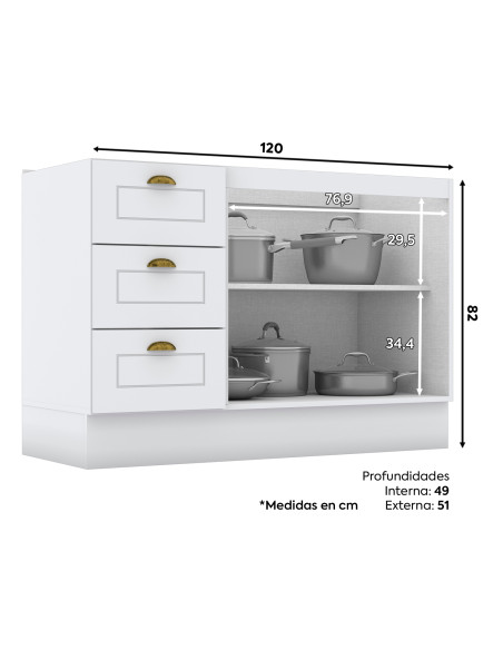 Base cocina Americana blanco 120cm