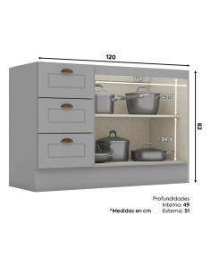 Base cocina Americana gris 120cm 2