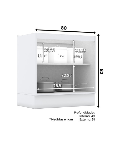 Base cocina Americana blanco 80cm