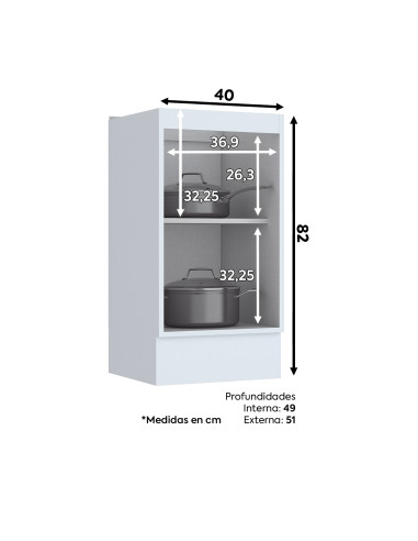 Base Cocina Americana Blanco 40 cm - Mueble de Cocina