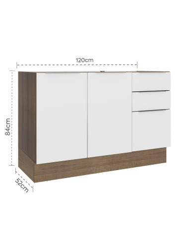 Base de Cocina Stella Blanco 2 Puertas 3 Cajones 120cm