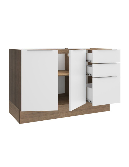Base cocina Stella blanco 2 puertas 3 cajones 120cm