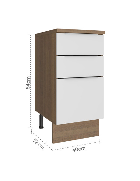 Base cocina Stella blanco 3 cajones 40cm