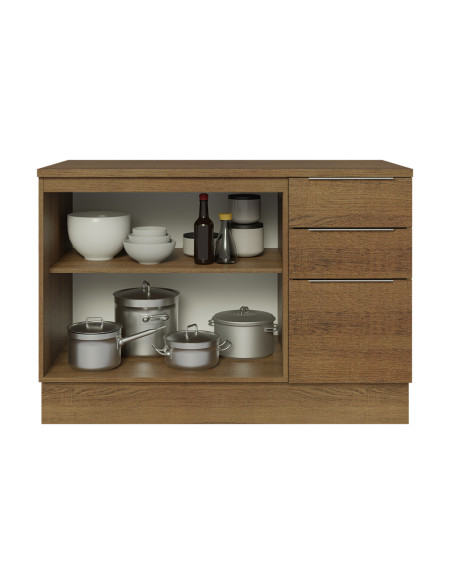 Base cocina Stella café 2 puertas 3 cajones 120cm